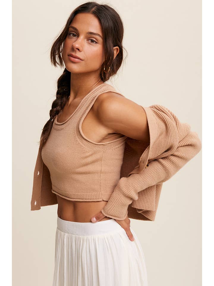 Listicle – Engroshandel Overdelssæt – til kvinder – Ribstrikket Cardigan Sæt LWSET00524