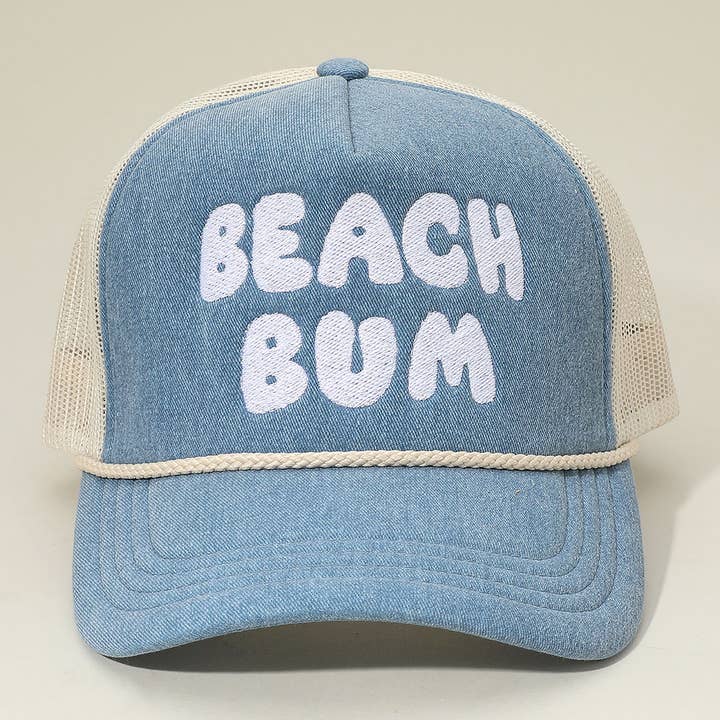 Sensibling Corp. - Wholesale Trucker Hat - Women's - BEACH BUM Message Embroidered Mesh Back Trucker Hat1