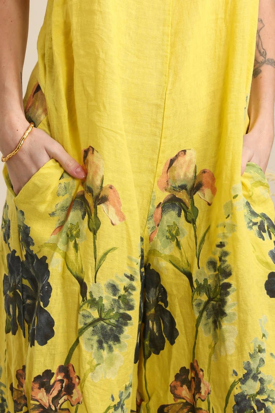 LÉA & LUC - Vente Combinaison – femme - combi  imprimé fleur en 100% lin REF. 386212