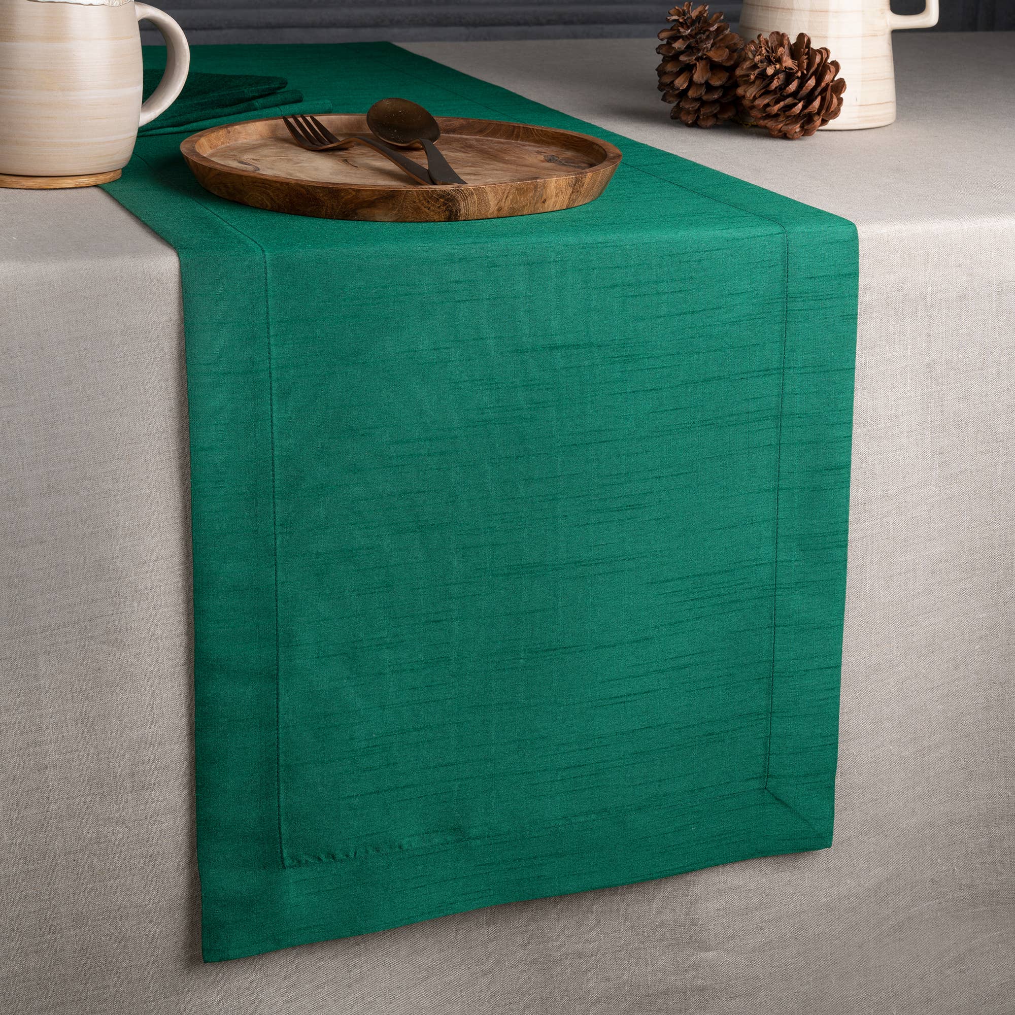 D'Moksha - Wholesale Table Runner - Emerald Green Vegan Silk Table Runner0