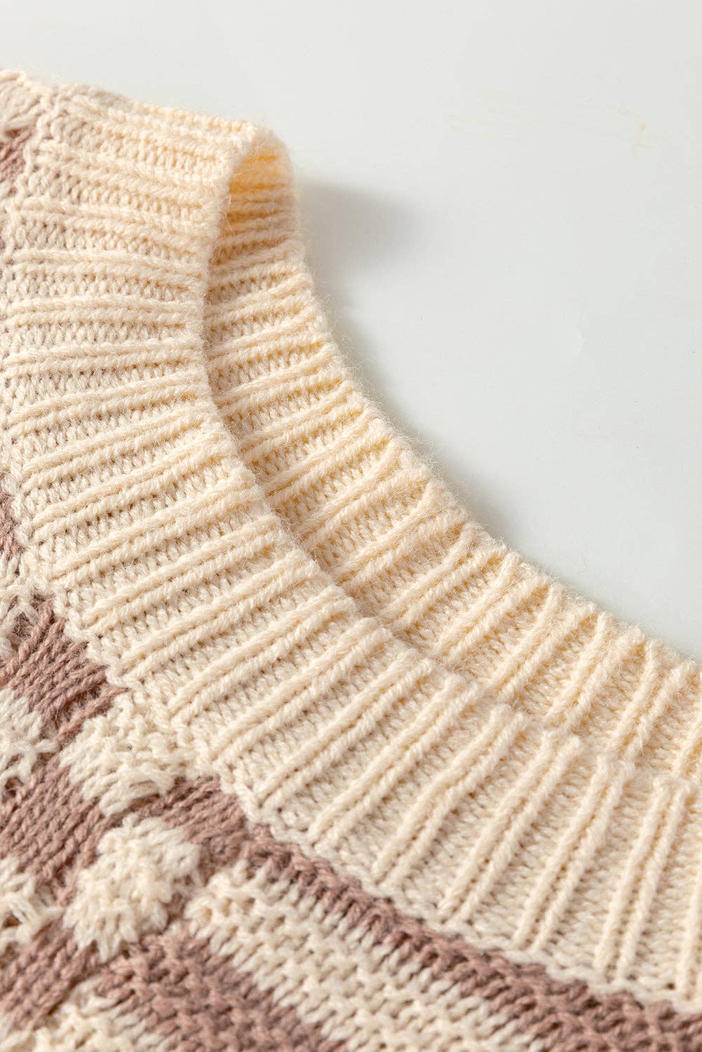 Khaki Stripe Sofia Shoulder Balloon Sleeve Sweater for wholesale on Faire7