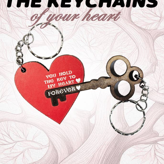 Wooden Couple Keychain Key & Heart for wholesale by Max Woody™