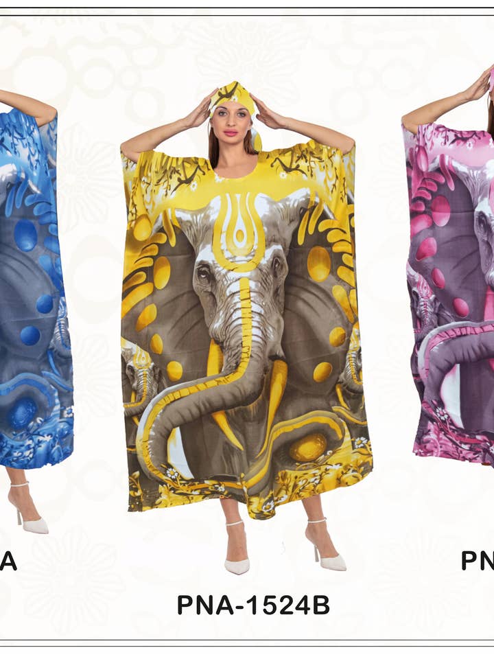 1524 Women's African Animal Print Kaftan Dress - One Size for wholesale by KaraChic