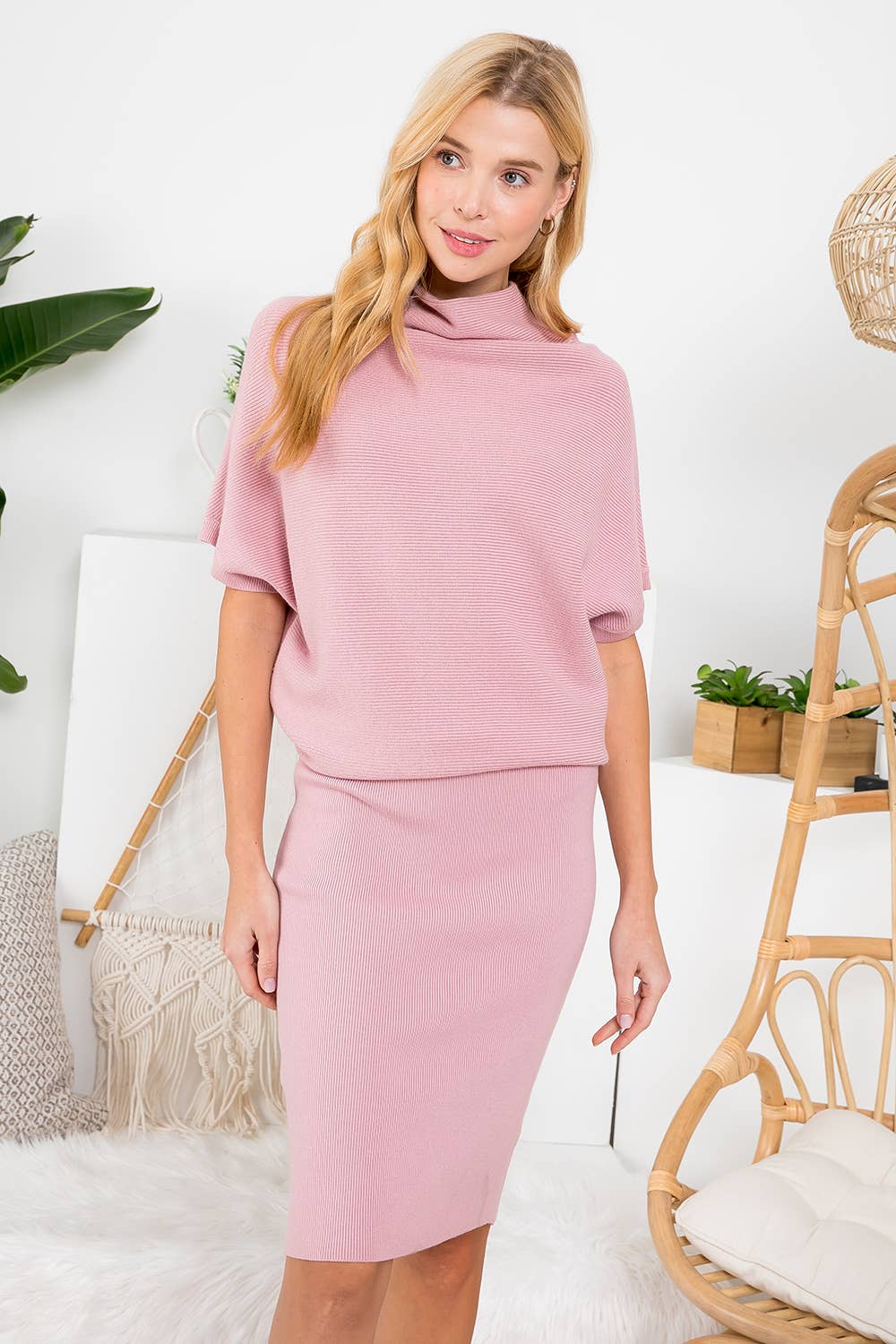 Bluivy - Wholesale Dress - Women's - SLOUCH NECK DOLMAN MIDI DRESS1