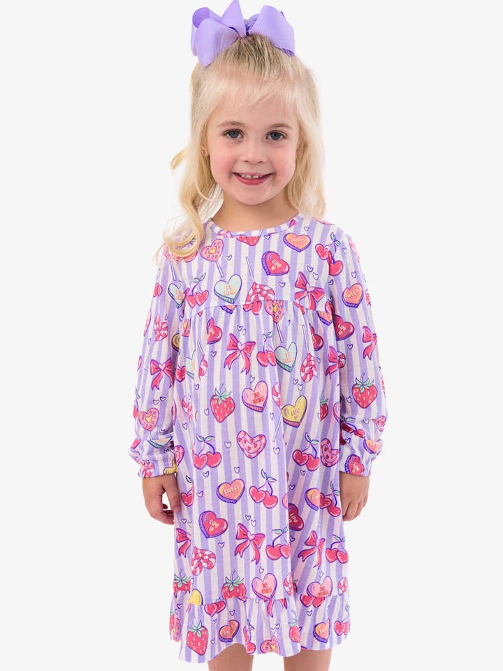 SoftSnooze™ Girls Lolly Hearts Long Sleeve Ruffle Pajama Night Gown
for wholesale by RuffleButts + RuggedButts