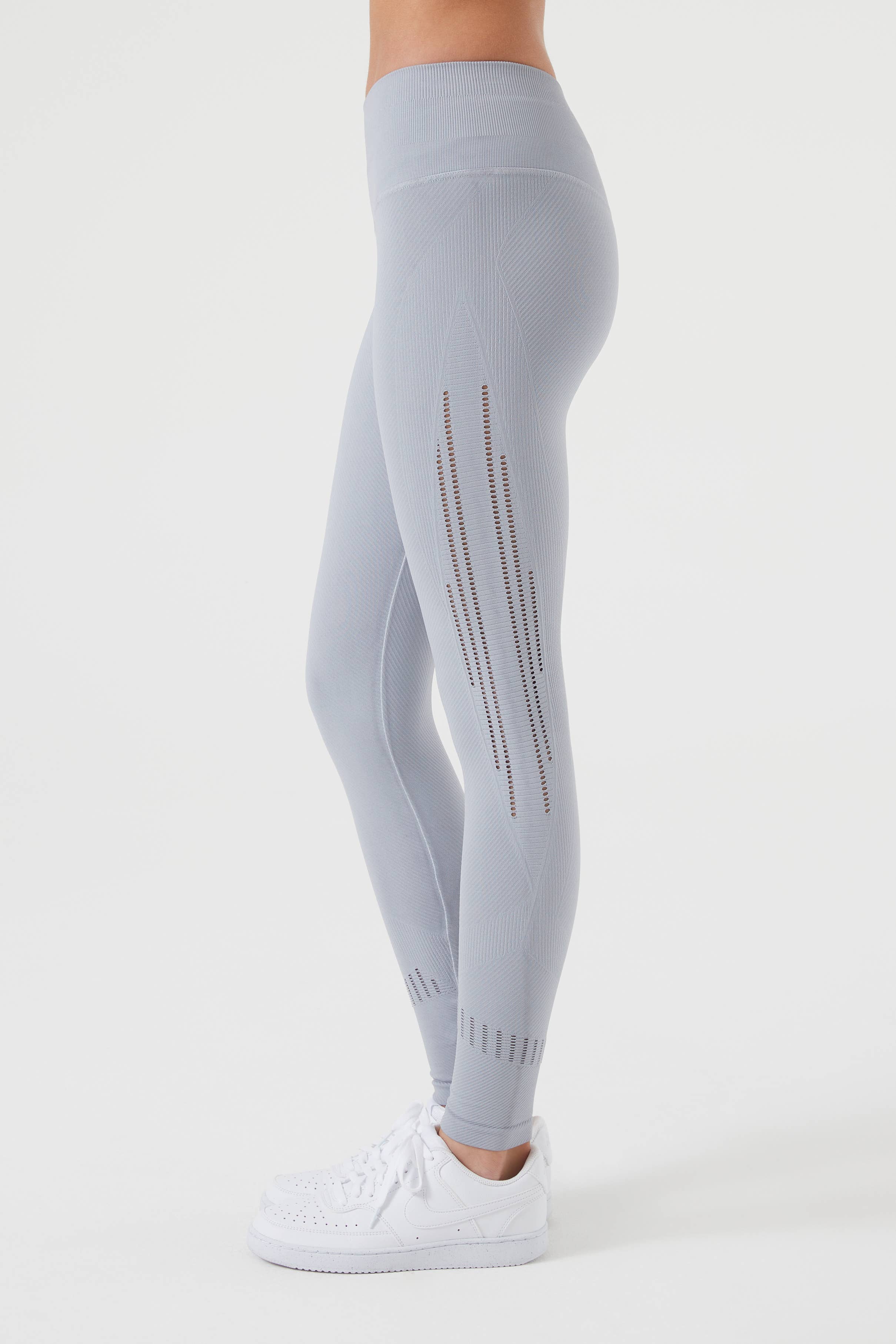 Sky Grau Sexy nahtlose Double-Up-Leggings mit hoher Taille für den Großhandel auf Faire0