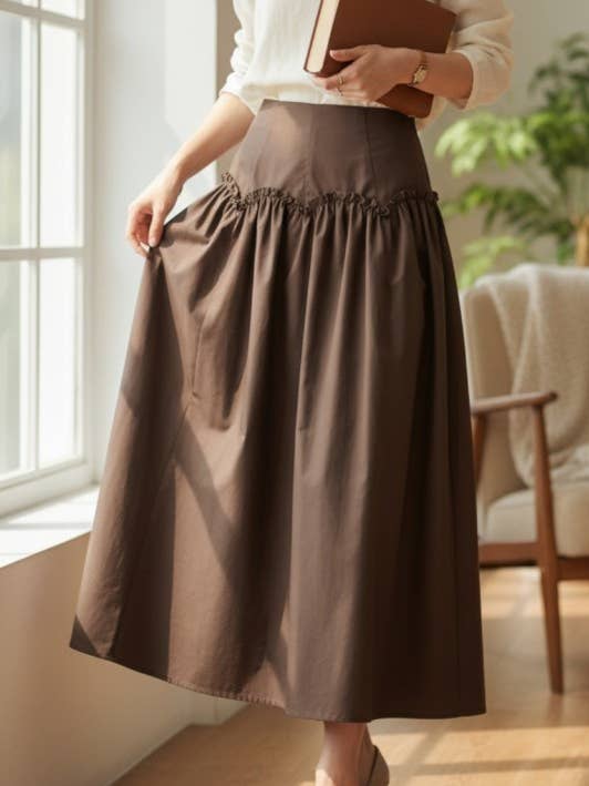 SOS1052 Maxirock mit Smok-Detail in A-Linie für den Großhandel von Heyson