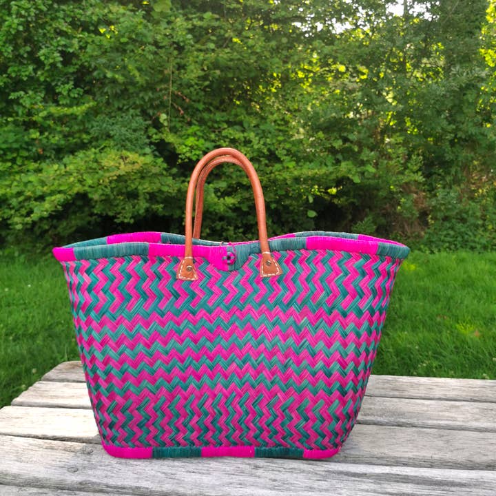 Nature et Fibre - Wholesale Grocery/Shopping Bag - Large colorful woven straw basket, shopping bag11
