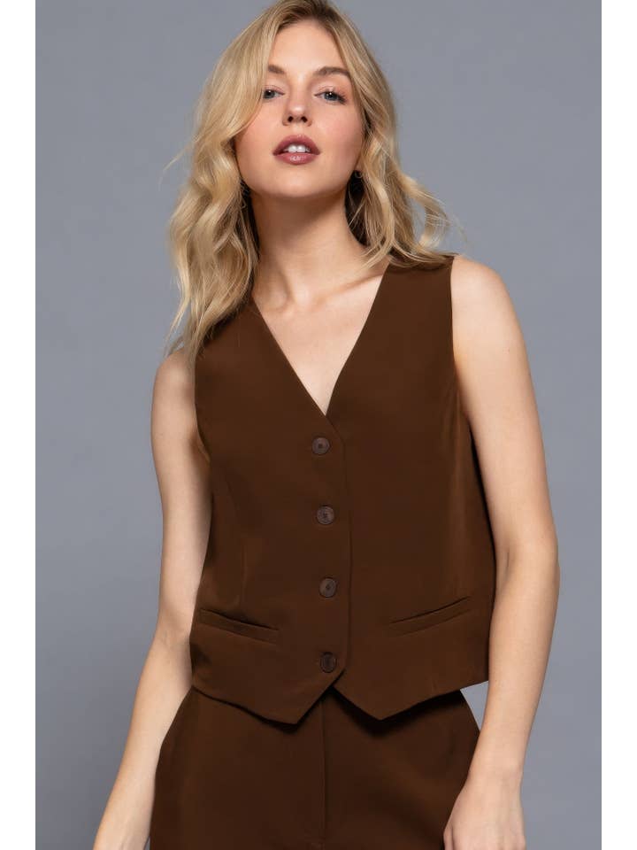 CC Wholesale Clothing - Wholesale Suit Vest - Women's - V-neckline W/front Button Closure Vest4