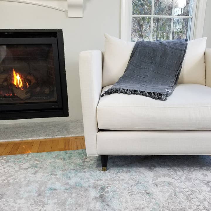 InfuseZen - Vente Plaids - Plaid turc en coton délavé à la pierre, taille XL, gris anthracite
2