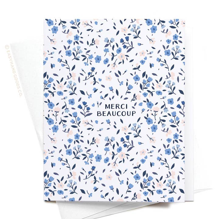 Easyhand Goods – formerly Onderkast - Wholesale Thank You Card - Merci Beaucoup Floral Greeting Card