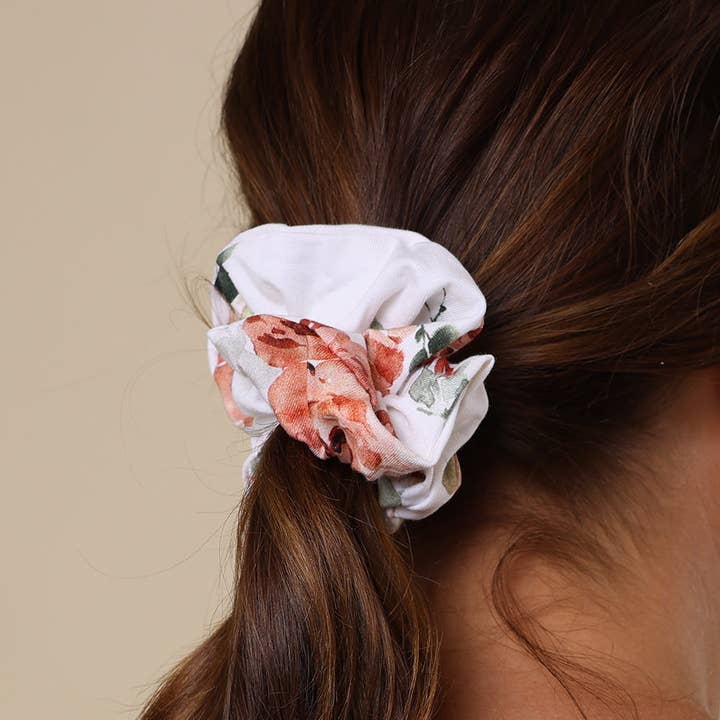Rosebud Organic Scrunchie for wholesale by Snuggle Hunny