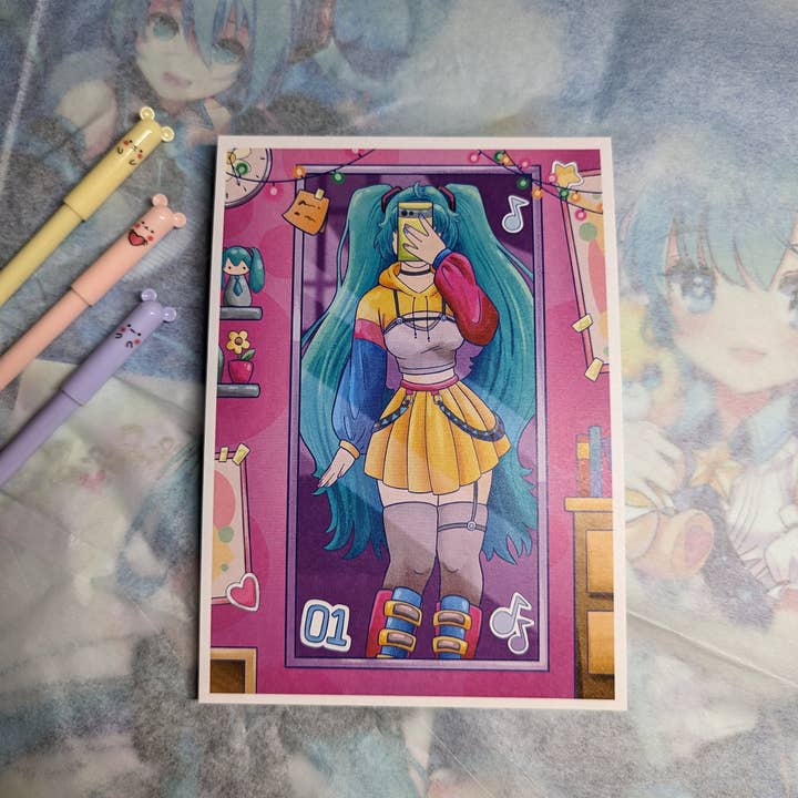 Ricefu Art & Tattoo - Wholesale Art Print - Hatsune Miku Mirror Selfie 5x7 Print