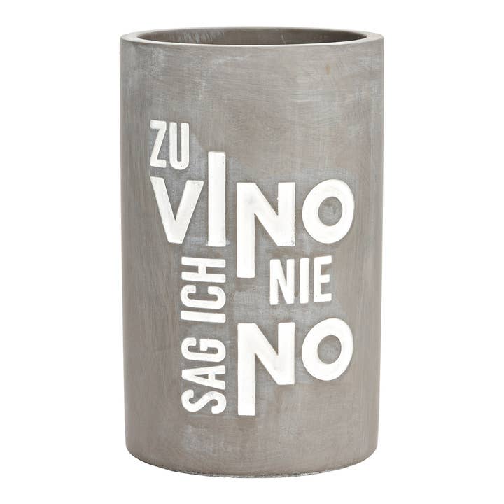 Wine cooler, I NEVER SAY NO TO WINE, made of gray cement (W/H/D) 13x21x13cm for wholesale by Wurm