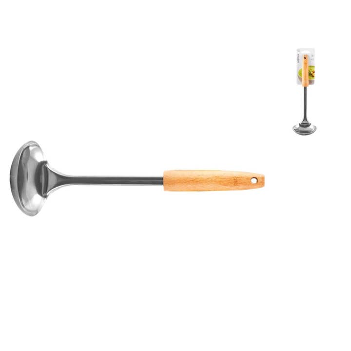H&H - Wholesale Spatula/Turner - Stainless Steel Ladle with Wooden Handle 9 cm