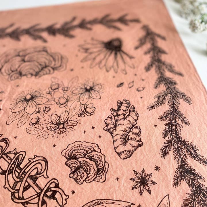 Wanderite - Wholesale Bandana - Unisex - Bandana | Herbs of Protection | Plant Dyed | Rose2