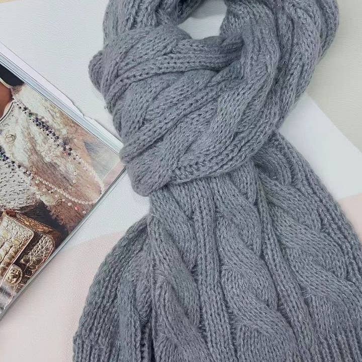 NINEXIS - Wholesale Scarf - Women's - CWASC03387_CHUNKY KNIT TWIST SCARF WARM THICK SHAWL WRAP4