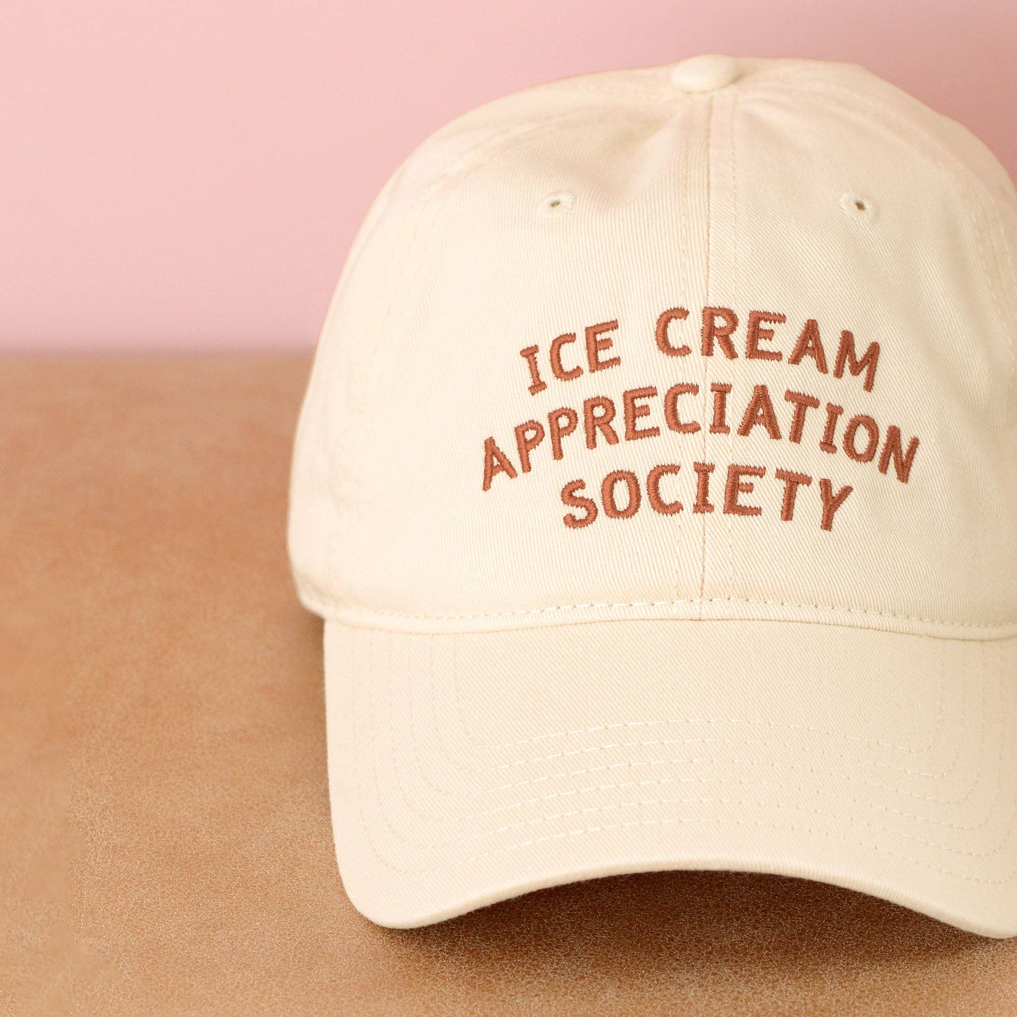 Alphabet Bags - Wholesale Baseball Cap - Unisex - Ice Cream Appreciation Society - Cotton Baseball Cap - Pecan0