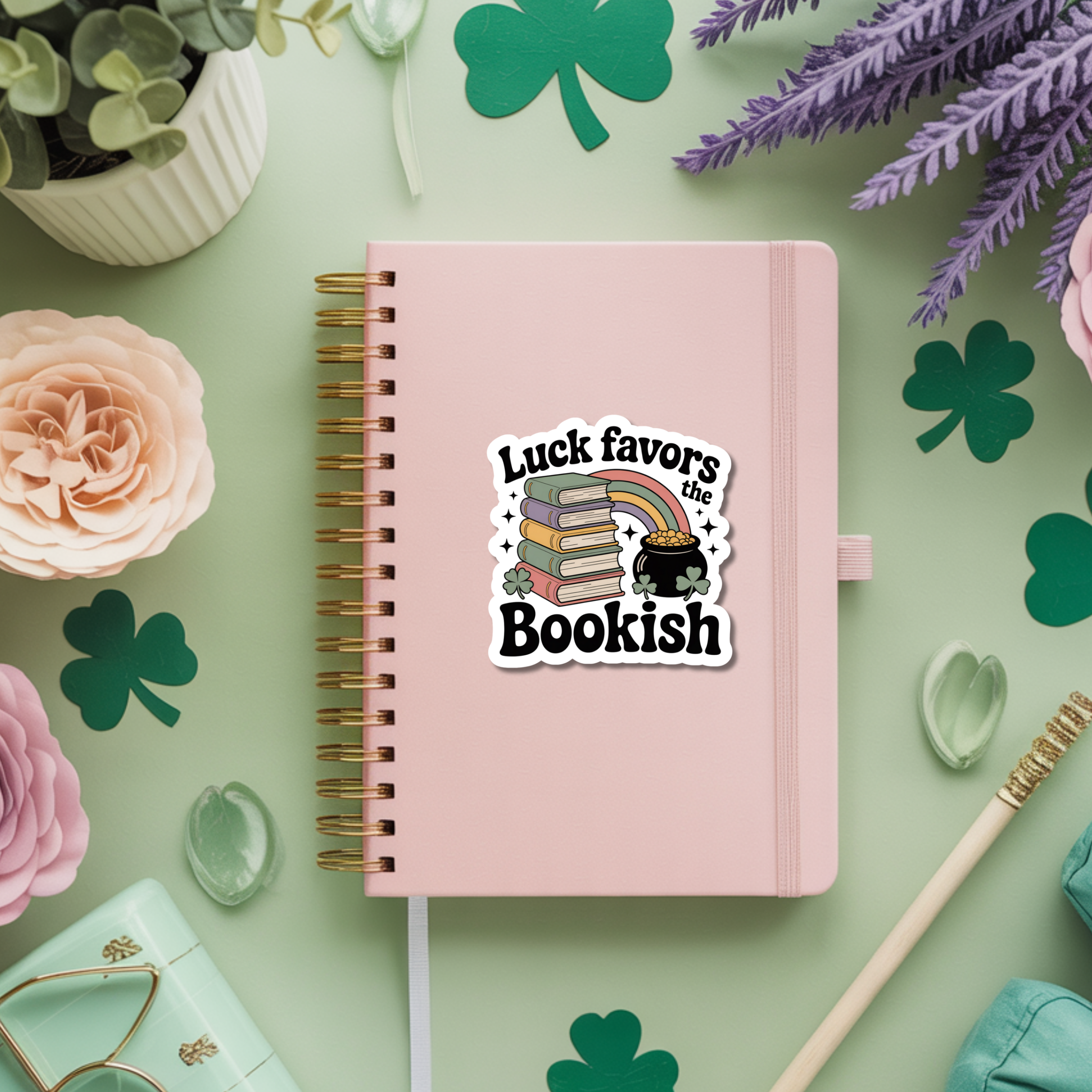 Auburn Row Design - Wholesale Sticker - St Patricks Day Bookish Die Cut Sticker8
