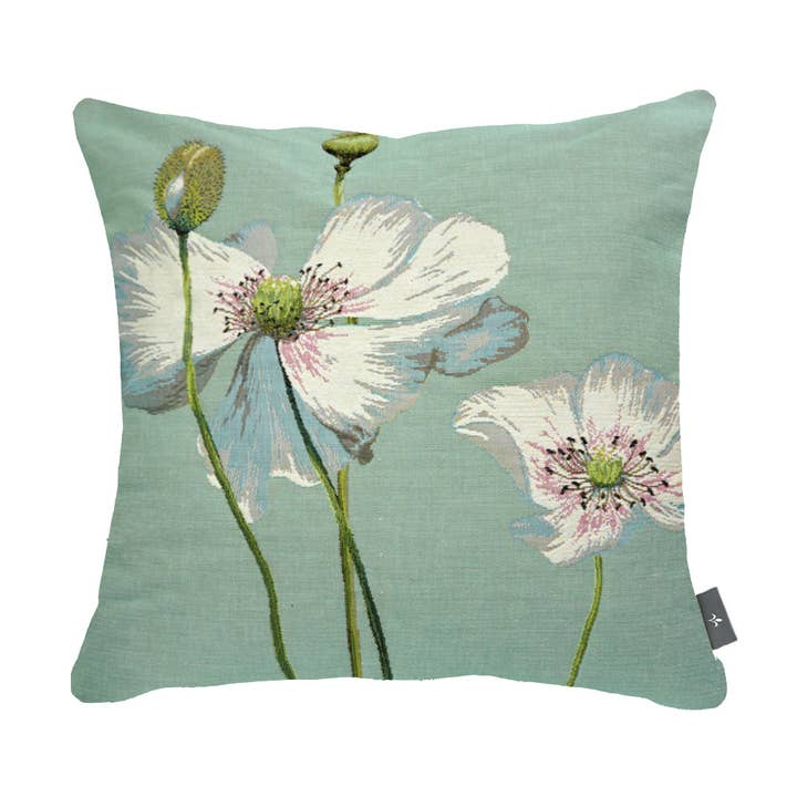 Housse De Coussin Duo De Pavot Blanc pour la vente par Art De Lys