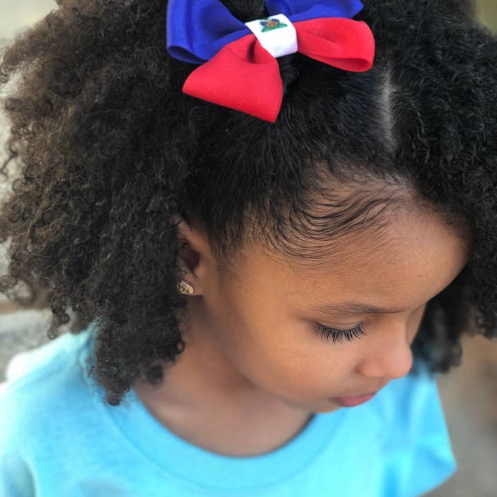 QXP Shop - Wholesale Hair Bow - Kids - Haiti Flag Hair Bow