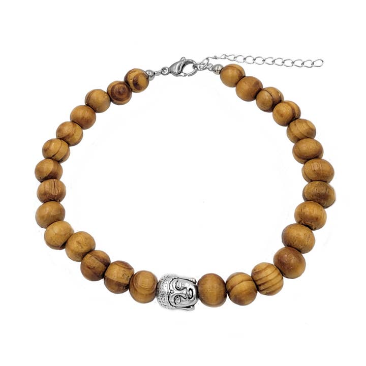 Besheek Buddha Wood Artisan Beaded Anklet med Forlængelse for engroshandel hos BESHEEK JEWELRY