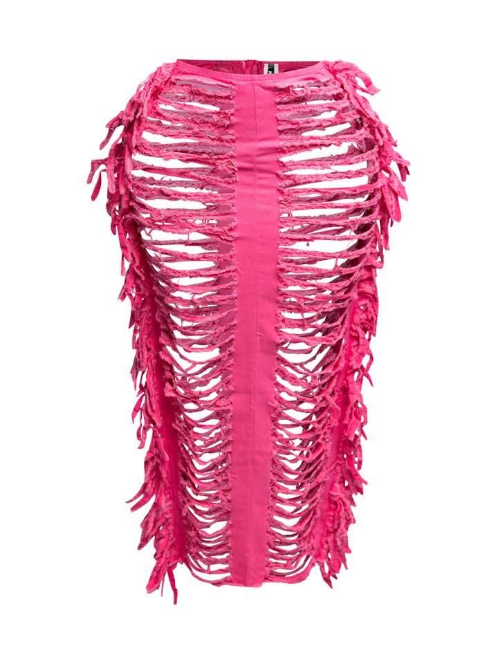 K Too - Wholesale Skirt - Women's - Distressed fringe maxi skirt8