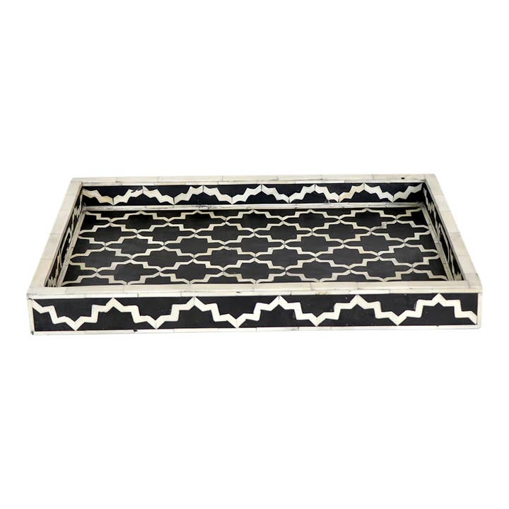 Blue Leila Bone Inlay Tray for wholesale on Faire