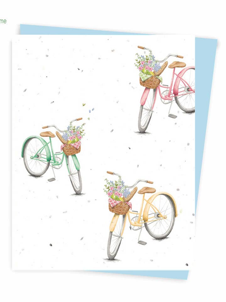 Bicycles, Plantable Seed Greeting Card for wholesale by Hobeika Art