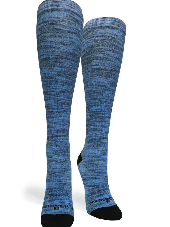 360 Blue Heather OTC Compression Socks (Standard & Extra Wide) for wholesale by Crazy Compression