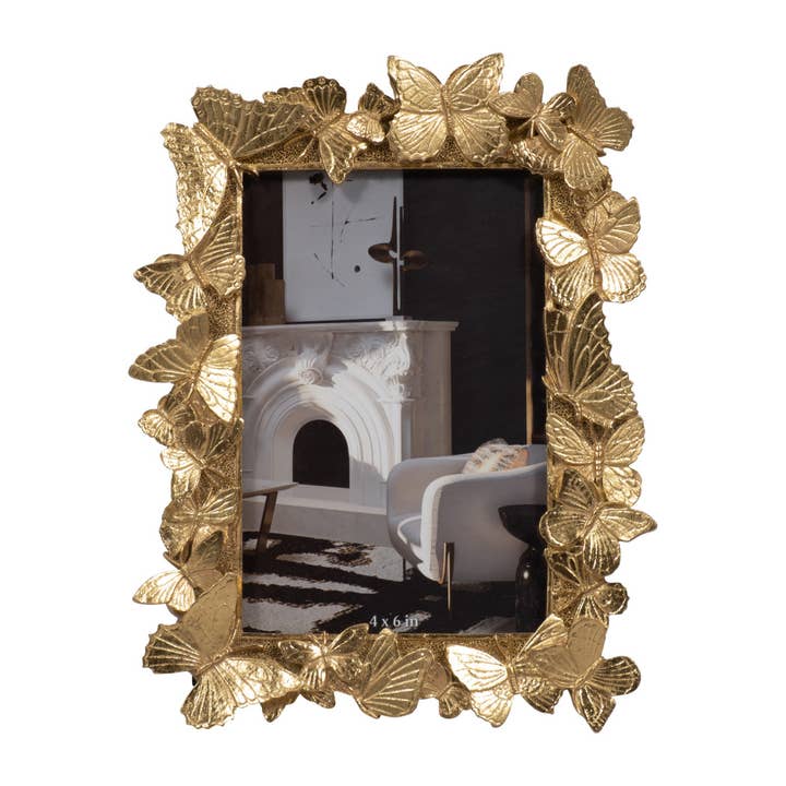 Sagebrook Home - Wholesale Picture Frame - Photo Frame - Gold Resin Butterflies Border, 4x6 in.5