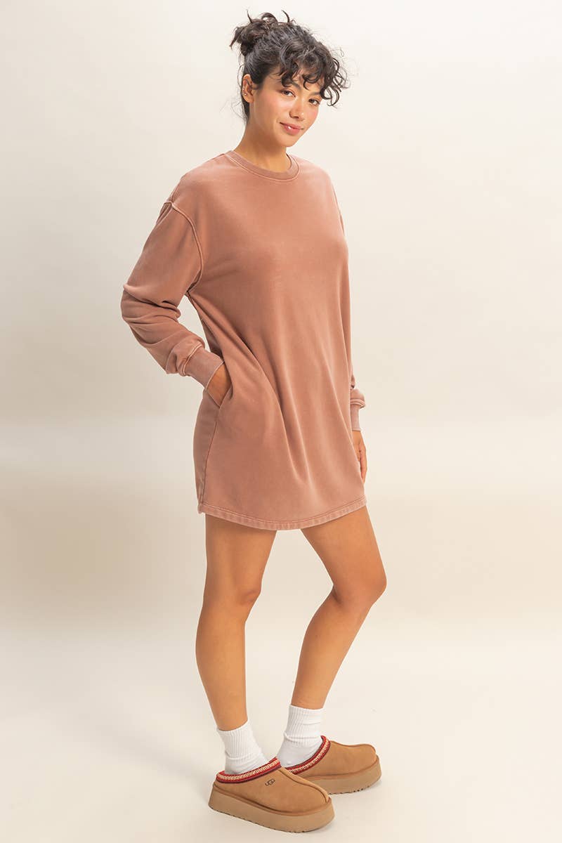 HYFVE – wholesale Dress – Women's – Mineral Washed Oversized Mini Sweatshirt Dress11