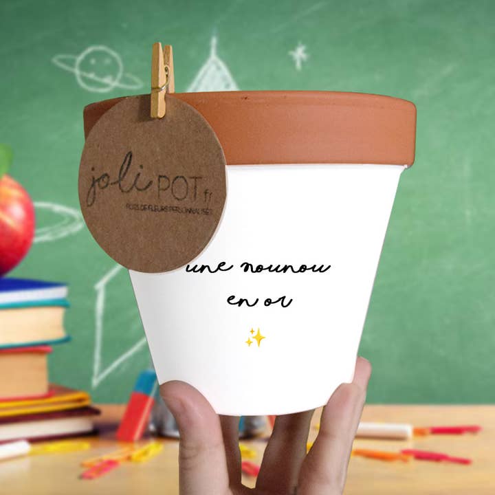 Flower pot, cover pot “A Golden Nanny ✨” for wholesale by Joli Pot