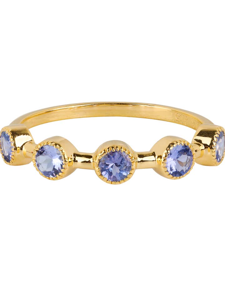 Anillo de Tanzanita en Órbita Celestial de Vermeil de Oro sobre Plata para venta al por mayor de Tiramisu