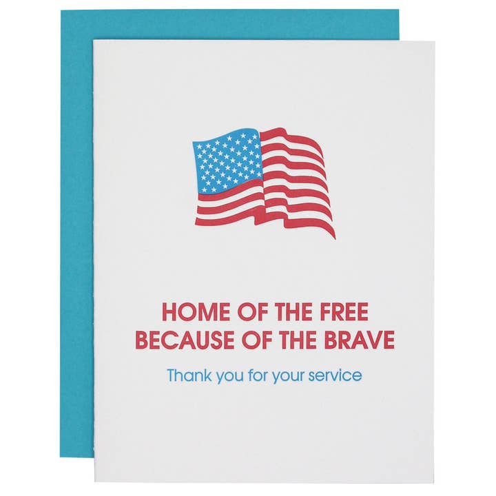 Chez Gagné – wholesale Everyday greeting card – Home of the Free Letterpress Greeting Card