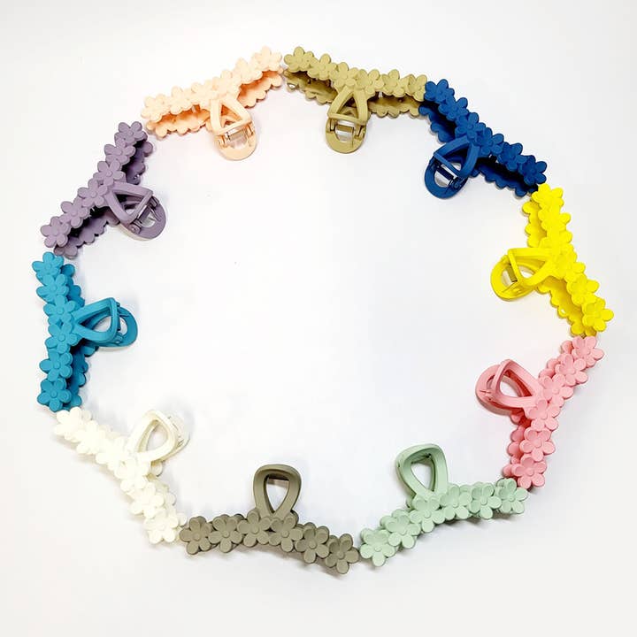 Matte Color Flower Hair Claw Clip for wholesale on Faire