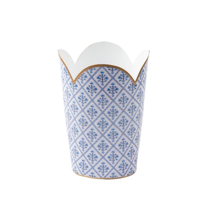Marigold Lattice Enameled Tulip Wastebasket for wholesale by Jaye's Studio