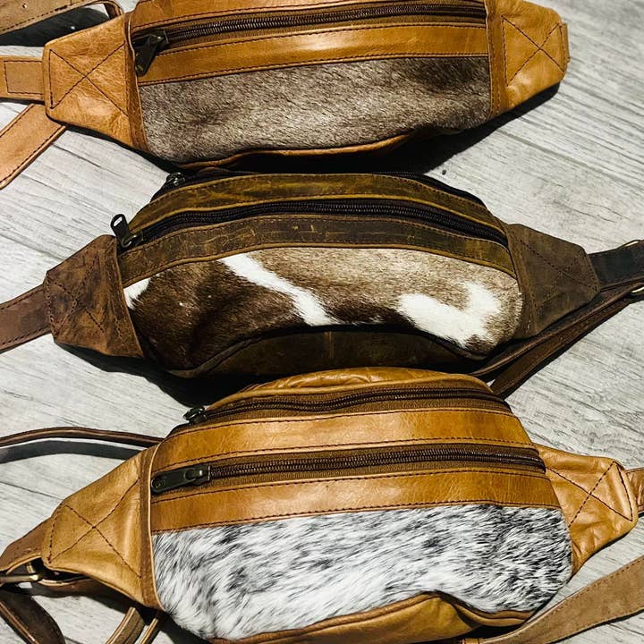 FRINGE & LUXE - Wholesale Belt Bag - Women's - Cowhide Belt bag with soft genuine leather.