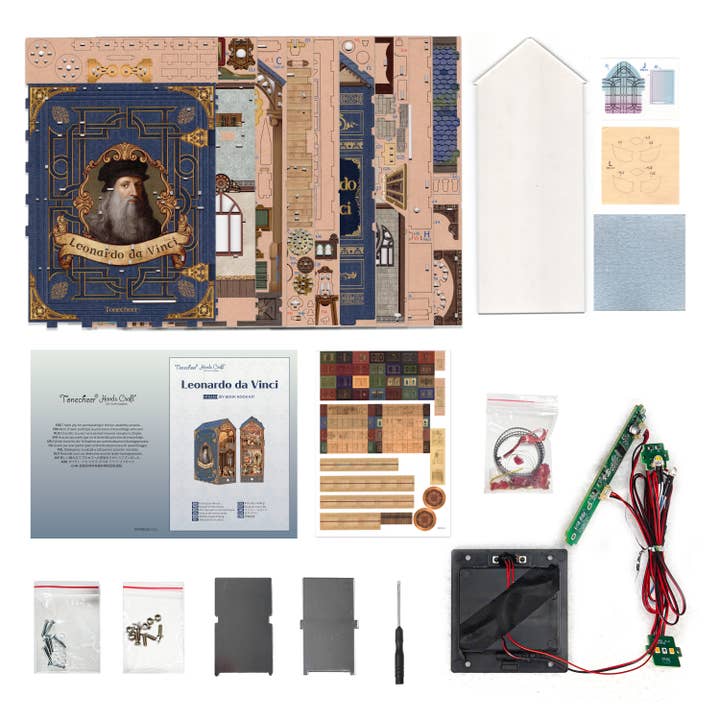 Hands Craft - Vente Puzzle – enfant - Kit de Coin de Livre DIY : Léonard de Vinci avec Couverture Anti-poussière4