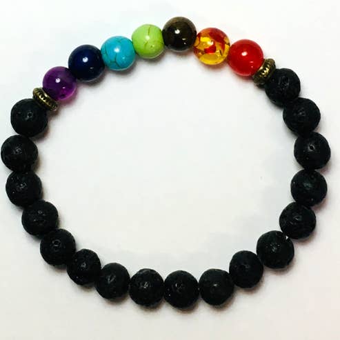 It's Your Journey LLC - Wholesale Aromatherapy Bracelet - Lava Bead Chakra Aromatherapy Bracelet 7.4" dia0