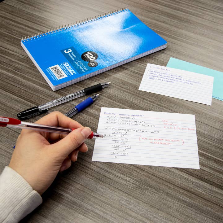 BAZIC Products - Wholesale Notepad - View Poly Ruled Index Card w/ Divider 3" x 5" 50 Ct.
