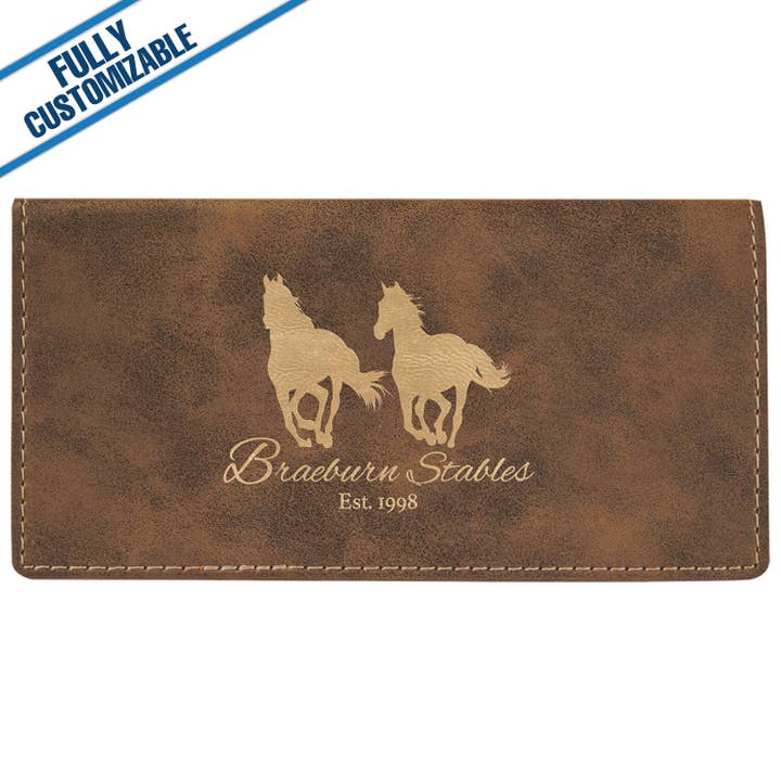 GiftWorksPlus - Vente Portefeuille de voyage - Couverture de chéquier en similicuir gravée - Entièrement personnalisable6