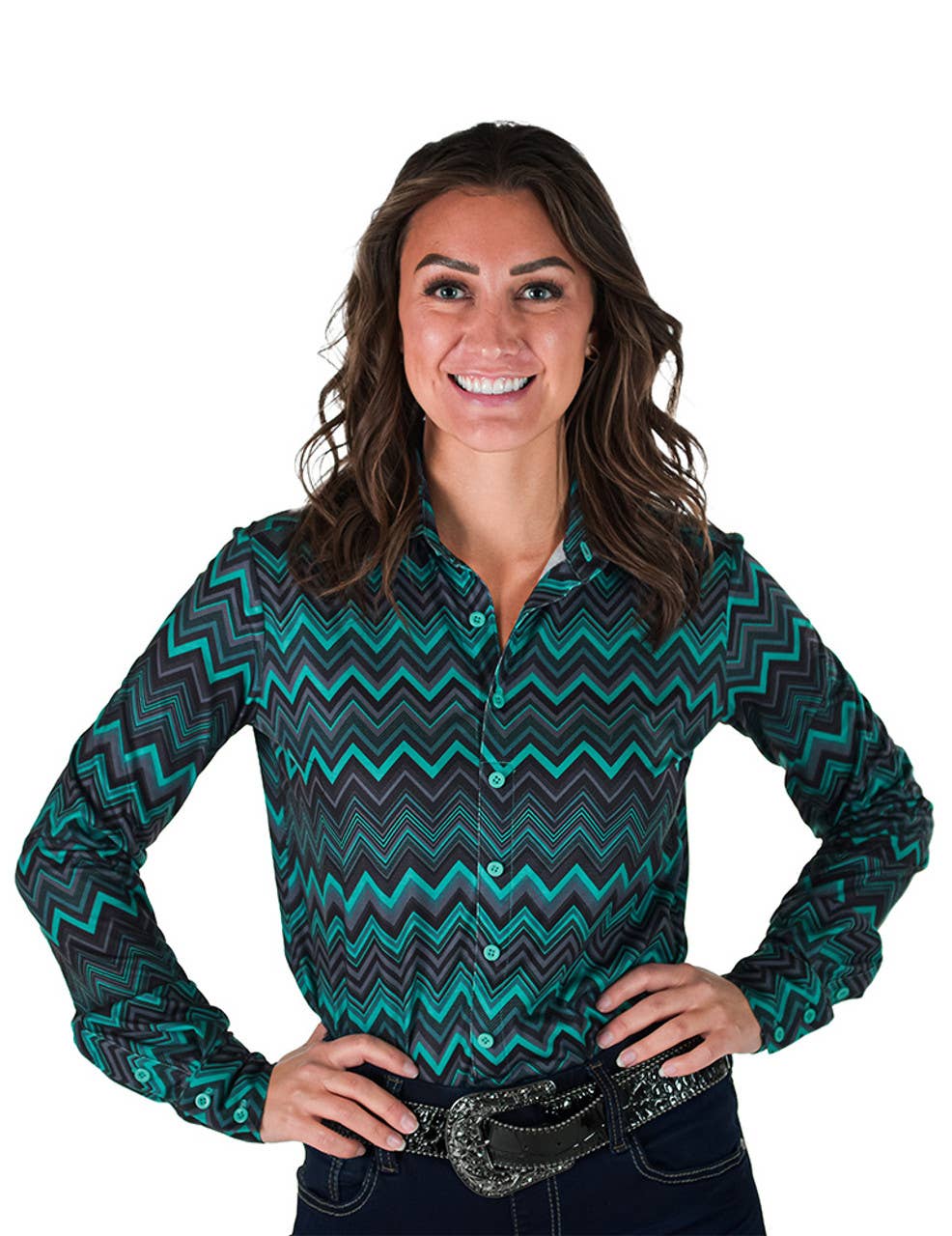 Specialty Pullover Button Up Chevron Print Stretch Jersey for wholesale on Faire3