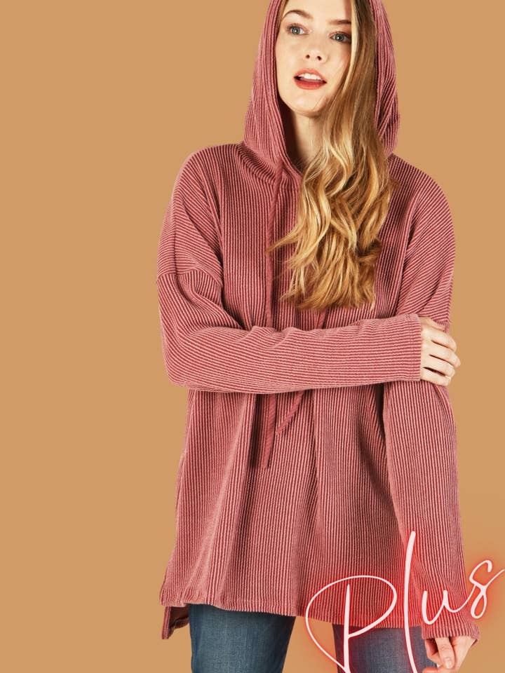 Corduroy rib hoodie 6568 (PLUS) 6568-plus for wholesale by P.S Kate