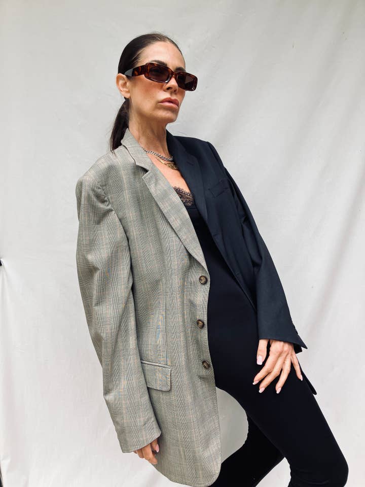 LOLADARLING – wholesale Blazer – Women's – BLACK AND PRINCE OF WALES TAILORED BLAZER JACKET