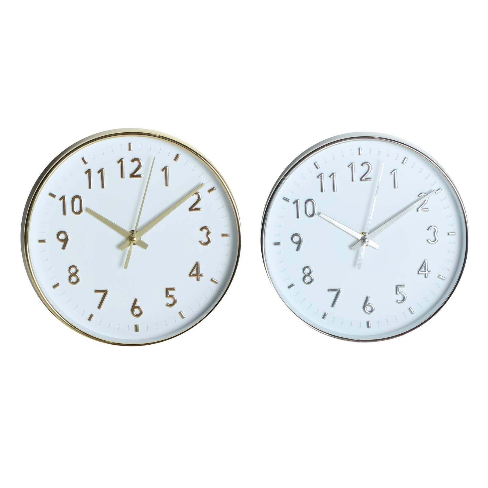 B&B – Großhandel Wanduhren – Sortierte Uhr 2 aus Kunststoff Silber/Gold 20x20x4cm0