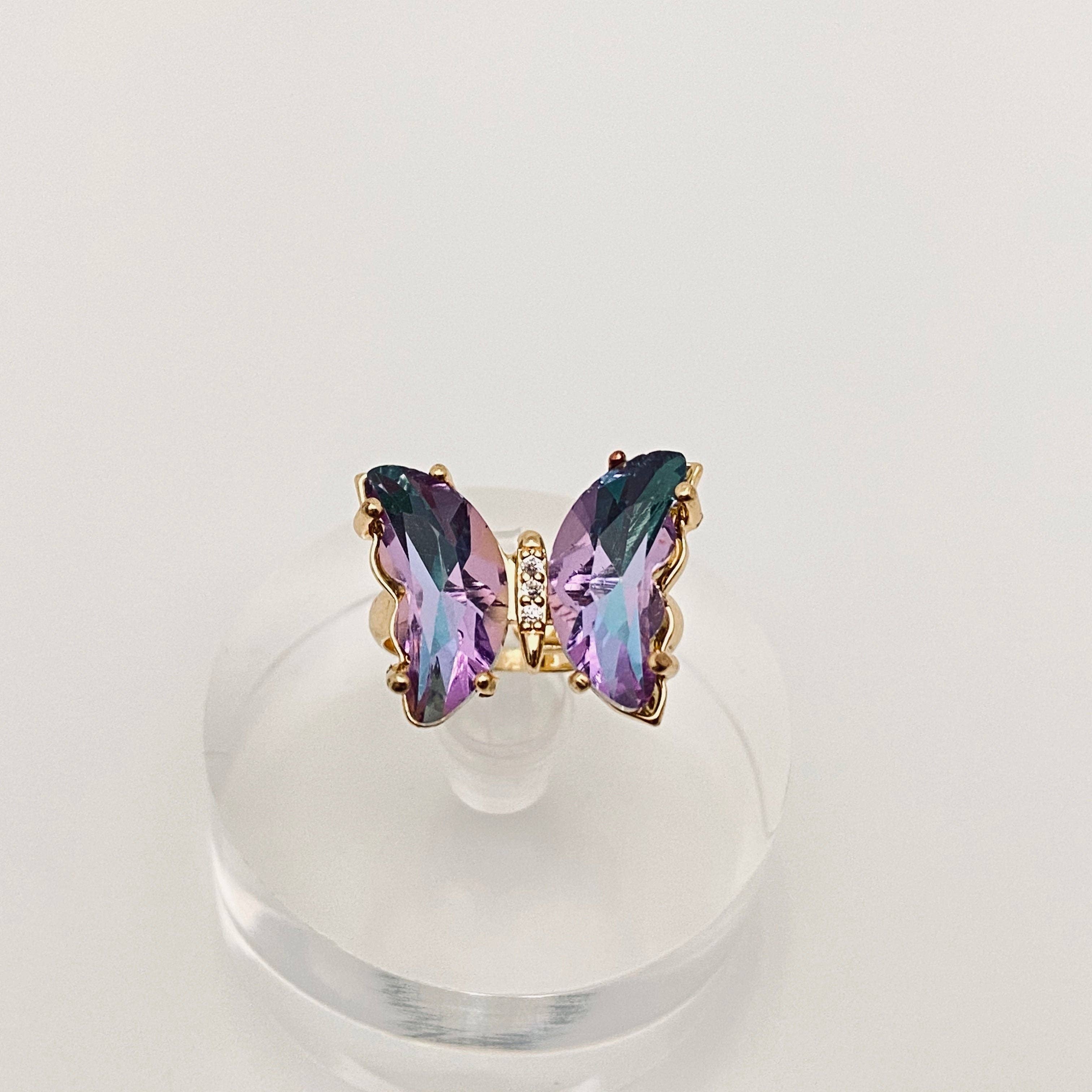 Mio Queena - Wholesale Cocktail/Statement Ring - Gradient Glass Butterfly Ring1