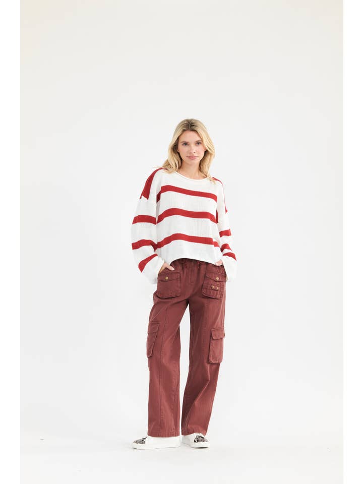 Newbury Kustom - Wholesale Knit Sweater - Women's - 11285- Classic Striped Knit Sweater
3