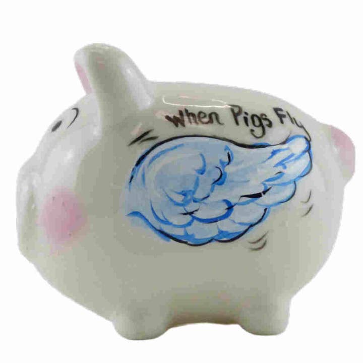 When Pigs Fly Piggy Bank - Discontinued Design for wholesale by Classy Art Designs, LLC