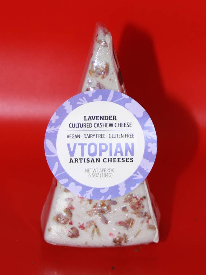 Lavender Plant-Based Cheese Wedge for wholesale by Vtopian Artisan Cheeses